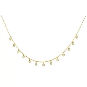 1Ct Round Cut Lab Grown Diamond Women's Drop Bezel 18'' Necklace 14K Yellow Gold - Picture 1 of 9