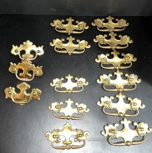 14 Vtg Brass Batwing Drop Bail Drawer Pulls Handles Cabinet Dresser Variety Lot - Picture 1 of 9