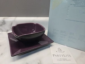 PartyLite P8082 Zen Candle Holder Set Eggplant Purple  Retired NEW Old Stock - Picture 1 of 6