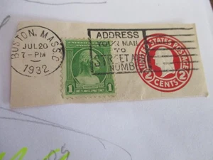 1932 GEORGE WASHINGTON 1c GRÜN NACH RECHTS, 2c RED TO LEFT FLAG CANCEL ON SQ - Bild 1 von 2