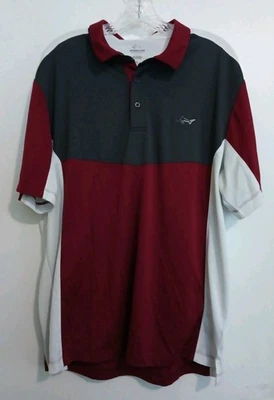 Camisa Polo Greg Norman XL Attack Life Play Dry Golf S/S Logo Tiburón Borgoña  Foto 1 de 4