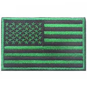 BANDERA AMERICANA EE. UU. Ancho de gancho de bandera de EE. UU. Parche Bordado Verde Insignia - Imagen 1 de 3