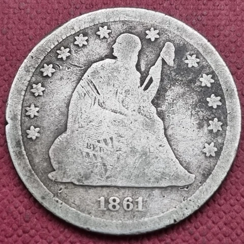 1861 Seated Liberty Quarter 25c Circulated #57499 Cover