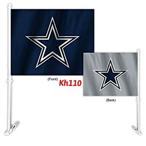 NFL Dallas Cowboys Car Auto Flag & Pole 2 sided 2 Tone Color