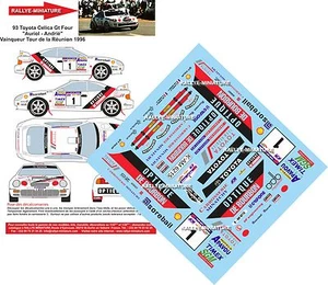 DECALS 1/32 REF 93 TOYOTA CELICA DIDIER AURIOL RALLYE REUNION 1996 RALLY - Foto 1 di 1