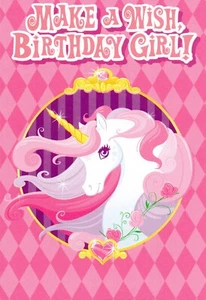 Cute HAPPY BIRTHDAY Card FOR YOUNG GIRL 🦄 Pink Unicorn — American Greetings + ✉ - Picture 1 of 5