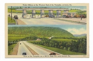 Alte Postkarte der PA Turnpike Ticketbüros Blick auf die Autobahn unbesendet - Bild 1 von 2