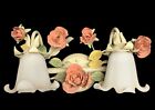 VINTAGE ROMANTIC COTTAGE ROSES DOUBLE ARM VANITY LIGHT OTHER PCS LISTED SEPARATE
