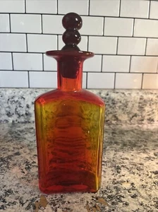 MID CENTURY MODERN Regenbogen Glas KUNSTGLAS AMBERINA DEKANTER FLASCHE - Bild 1 von 7