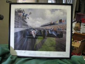 1992 Indy 500 Michael Turner Print AUTOGRAPHED By Al Unser Jr. & Scott Goodyear - Picture 1 of 9