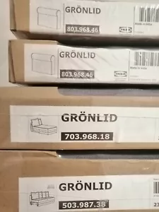 Ikea GRÖNLID Bezug für 2er Bettsofa + Recamiere +Armlehnen lyungen grau alte - Bild 1 von 4