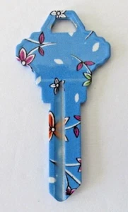 Rohling Hausschlüssel Groovy Lily Blume blau Schlage SC1 ungeschnitten - Bild 1 von 2