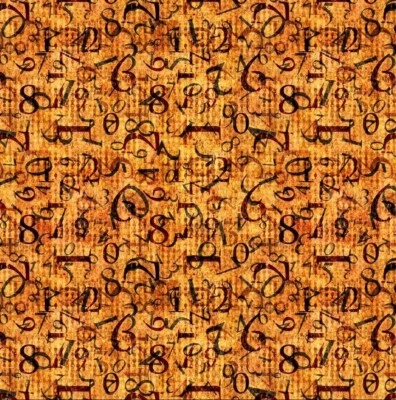 Tesouros para acolchoar - Medida duas vezes - Números - Ouro, tecido BTY - Imagem 1 de 4