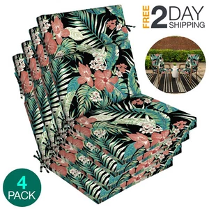 Floral Outdoor Full Back Chair Cushions Set of 4 For Patio Furniture Clearance - Picture 1 of 8