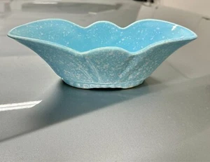 Vintage MANTLE VASE or Art Deco Planter Baby Blue w/ White Splatter 10" USA 3003 - Picture 1 of 17