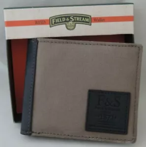 Nueva billetera para hombre Field & Stream Buxton RFID de lona/cuero gris/negra - Imagen 1 de 4