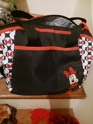 Disney Baby XL Baby Bag with new handle inside Black with Emb Minnie Mouse - Image 1 of 4