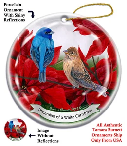 "Dreaming of a White Christmas" Ornament - Indigo Bunting 740 - Picture 1 of 1