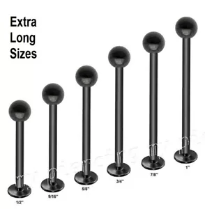 1pc. 16G 14G Black Anodized 316L Surgical Steel Labret Cheek Piercing - Picture 1 of 3