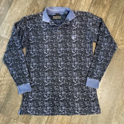 Polo Jansport vintage anni 90 stampa all over manica lunga AOP hip hop funkystreetwear - Immagine 1 di 4