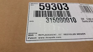 Toro Replacement, 22" Recycler Mower Bag 59303 Genuine Original OEM - Picture 1 of 1