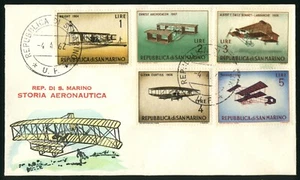 1962 SAN MARINO Wright Brothers Stamps Aviation First Day Cover FDC - Picture 1 of 1