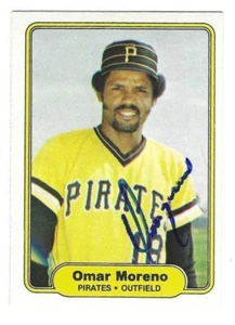 Autographed OMAR MORENO Pittsburgh Pirates 1982 Fleer card #487 w/Show Ticket - Picture 1 of 1