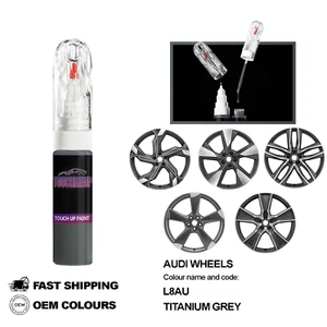 FOR AUDI WHEELS TITANIUM GREY L8AU Touch Up Paint Pen Brush Fix Kit Scratch Chip - Picture 1 of 6