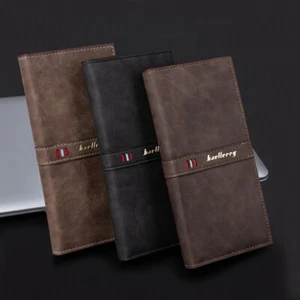 RFID Bloking Clutch Bag Leather Wallet Foldable Business Handbag ID Card Purse - Picture 1 of 30