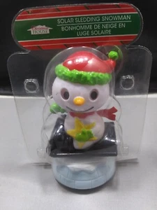 Christmas House Solar Sledding Snowman Blue & White Base Holiday Decor - Picture 1 of 2
