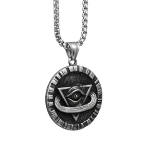 Mens Illuminati All Seeing Eye OF Providence Horus Ra Pendant Necklace - Picture 1 of 8