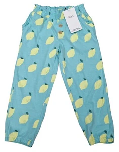 MARKS & SPENCER Niños Niñas Verde Estampado Limón Suave Leggings Edad 2-3 Años - Imagen 1 de 5