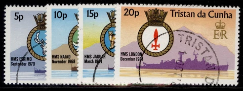 TRISTAN DA CUNHA QEII SG215-218, 1977 Ships crests set, VERY FINE USED Cover