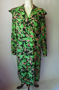 Vintage 80's Vogue Guy Laroche Made In France 100% Silk Party Wrap Dress 40 - Picture 1 of 10