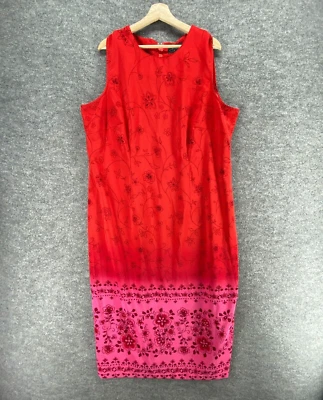 Vestido Sag Harbor Mujer 20W Plus Rojo Floral Cambio Largo Cremallera Sin Mangas Cuello Redondo Foto 1 de 4