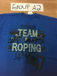 Wrangler® Men's Short Sleeve Team Roping Front & Back Graphic Blue T-Shirt - Picture 1 of 3