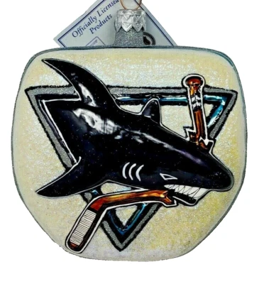SAN JOSE SHARKS SLAVIC TREASURES BLOWN GLASS ORNAMENT 4" - Image 1 of 2