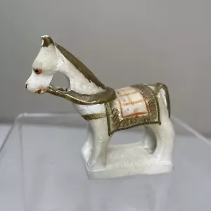 Vintage handgeschnitzter Stein Onyx Pferd Figur Statue Dekor Pferd Indien Gold - Bild 1 von 9