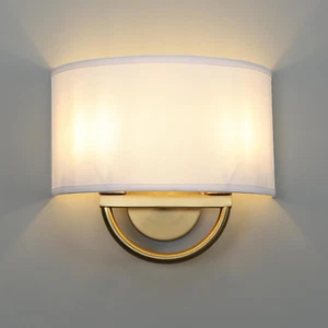 White Boho Wall Sconce Bedside Fixture Light, 2-Light Gold Brass Dual Indoor Har - Picture 1 of 6