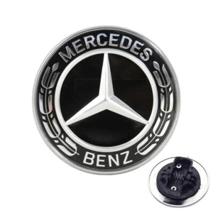 Mercedes Cofano Stella Piatta Distintivo Lucido Corona Nera 57mm W204 W212 W213 - Foto 1 di 6