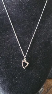 Vintage D.E.C. Designer Sterling Silver Curved Open Heart pendant necklace. 18 i - Picture 1 of 16