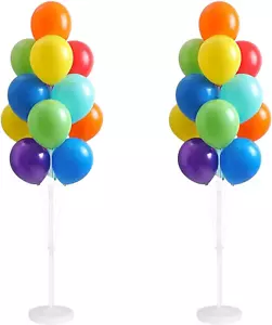 2 Set 74In Black & Gold Floor Balloon Column Kit with Balloon Backdrop for Gradu - Picture 1 of 12
