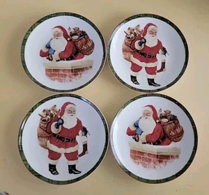 Juego de 4 platos de aperitivo de Navidad de porcelana de vacaciones de Hello Santa 222 - Imagen 1 de 7
