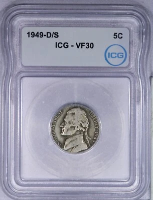 1949-D/S Jefferson Nickel 5C ICG VF30 - Image 1 of 4