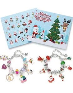 Christmas Advent Calendar Bracelets 2024 Gifts-24 Days DIY Charm Bracelet Kits - Picture 1 of 9