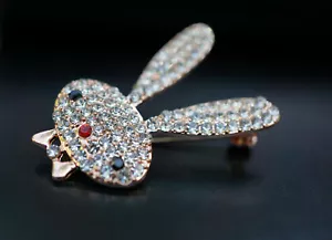 Strass Hase Anstecknadel Legierung vergoldet mit Rosegold süße Hase Brosche schöne Anstecknadel - Bild 1 von 10