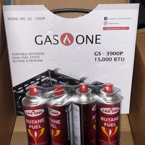 Gas ONE GS-3900 New Butane Portable Dual Spiral Flame 15,000 BTU W/ Gas - Picture 1 of 6