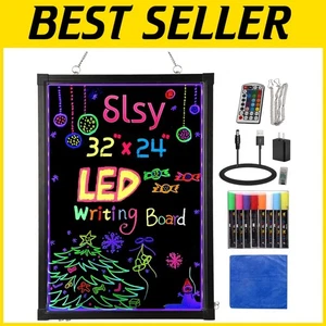 Versatile Neon LED Erasable Sign Board with Remote - 28" x 20" Display - Picture 1 of 8