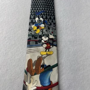 Vintage MICKEY UNLIMITED Men's Neck Tie DISNEY Donald Duck Goofy Wrestle Rama - Picture 1 of 7