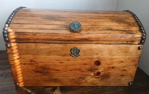 Antique Dome Chest Wooden Trunk Vintage Country  - Picture 1 of 11